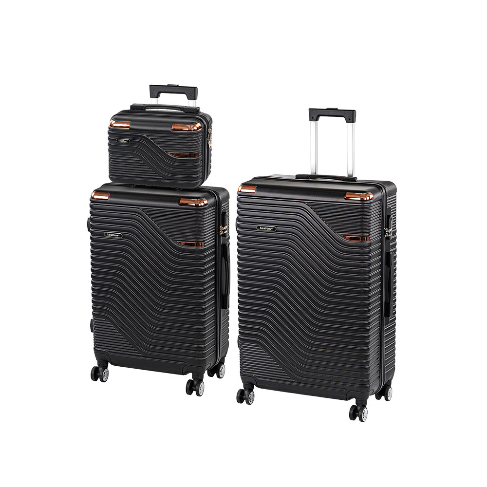 Set 3 valize Leziter TraveLux Urban XVII, ABS, roti 360°, negru elegant