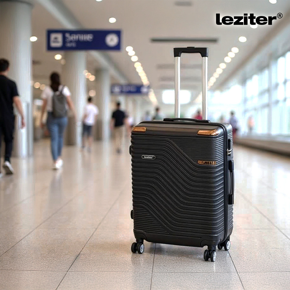 Set 3 valize Leziter TraveLux Urban XVII, ABS, roti 360°, negru elegant