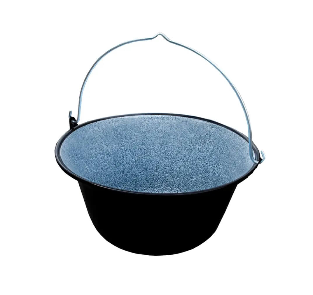 Ceaun emailat din fier 3 litri, cu toarta, pentru foc deschis si jar