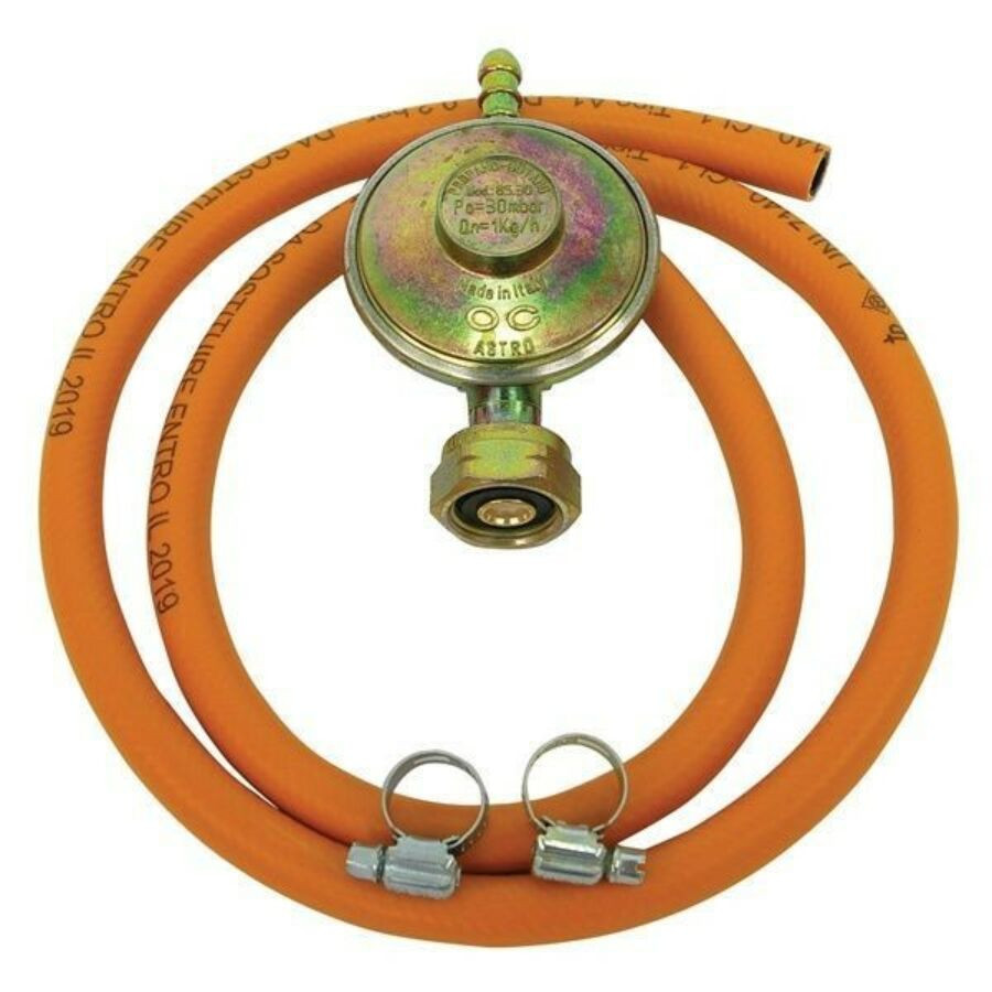 Regulator gaz pentru butelie GPL 30 mbar cu furtun 1,5 m si cleme