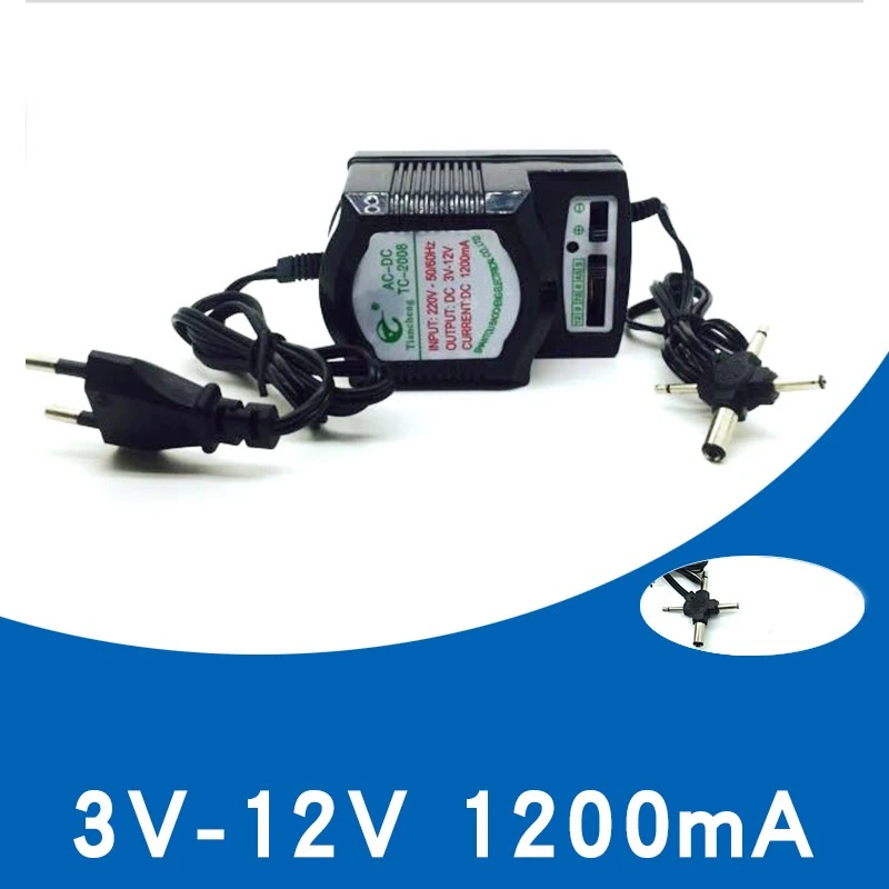 Alimentator universal reglabil 3–12V, 1200 mA, AC 220V, cu 4 mufe