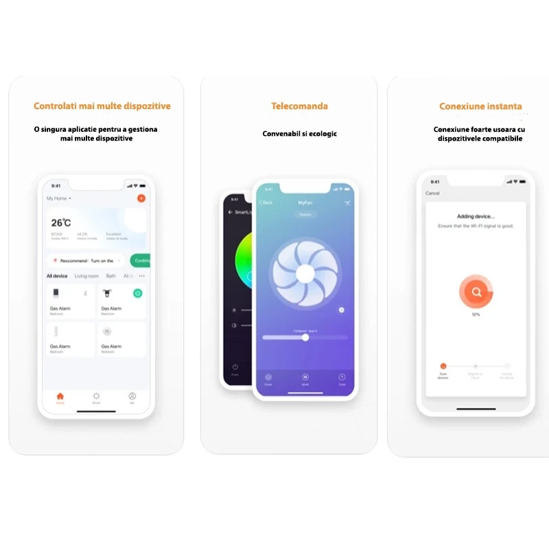 Intrerupator smart touch WiFi simplu, panou sticla alba, Tuya Android/iOS, LED