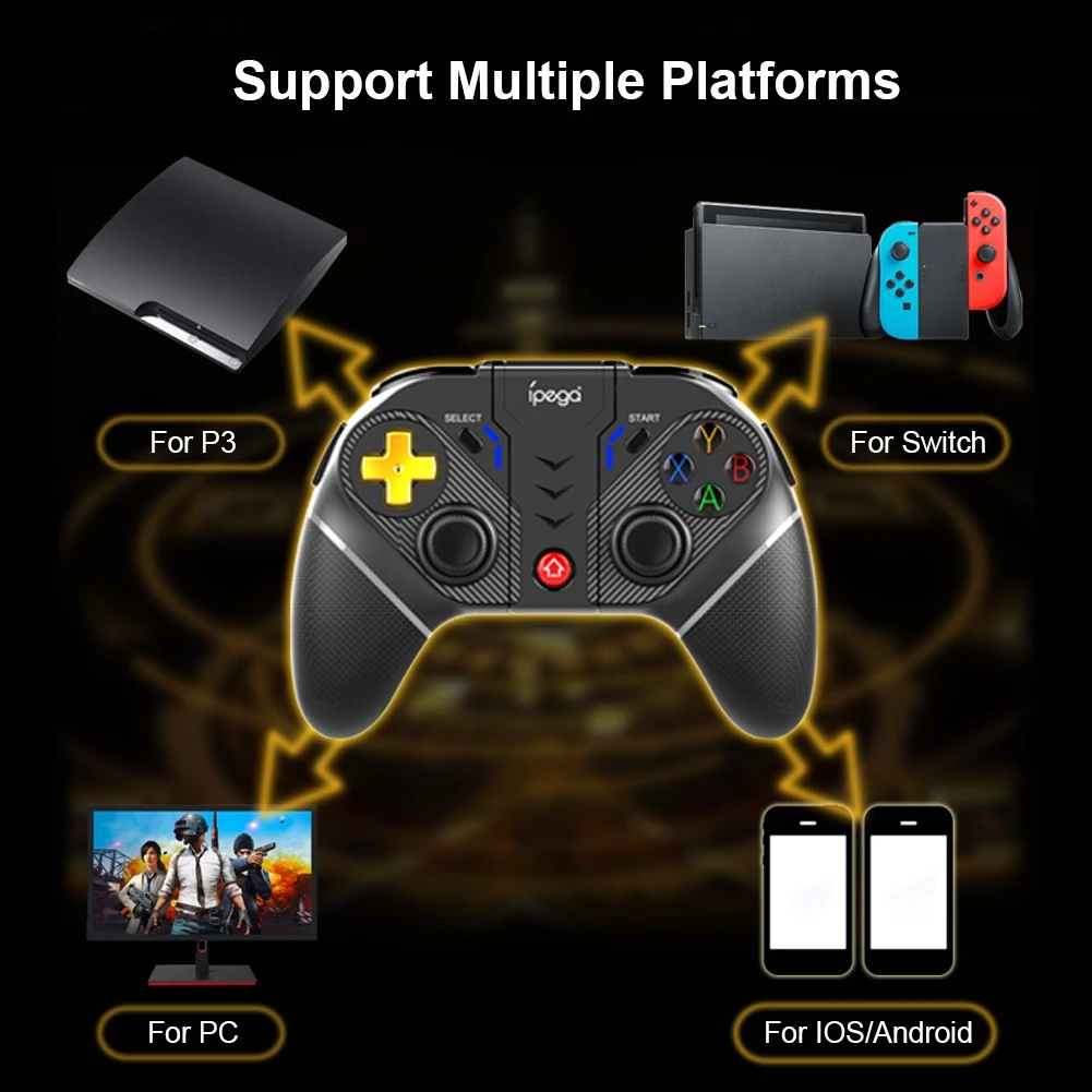 Gamepad wireless iPega Gold Warrior 2.4G pentru Android/iOS, suport telefon 6 inch