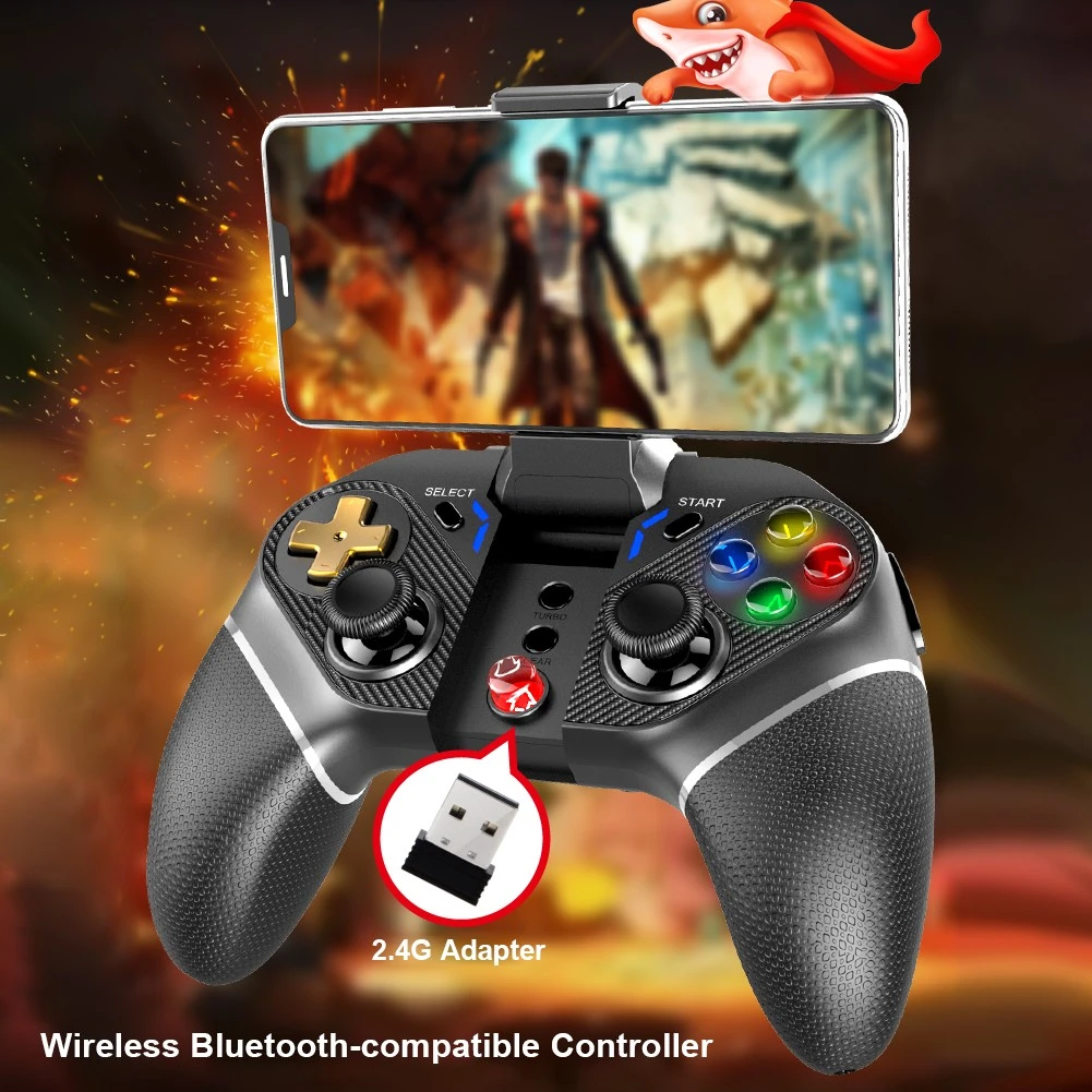 Gamepad wireless iPega Gold Warrior 2.4G pentru Android/iOS, suport telefon 6 inch