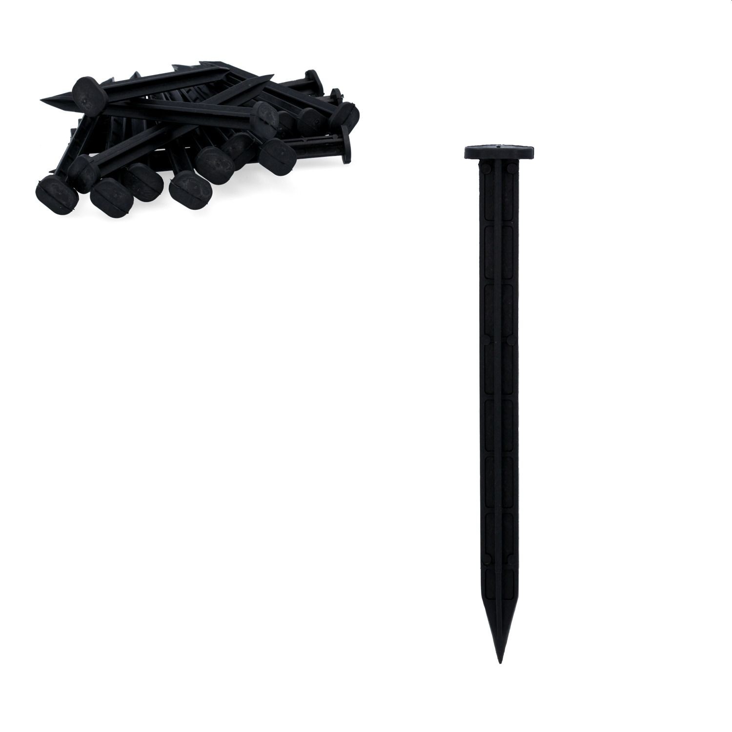 Pin din plastic pentru fixare separator gazon, 20 cm, negru (1 buc)