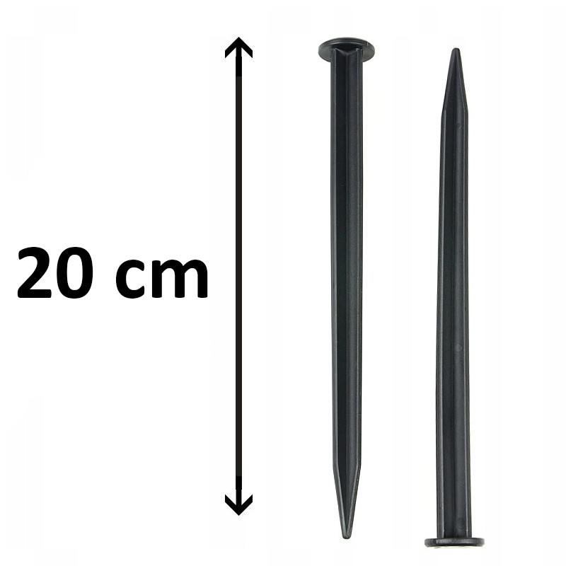 Pin din plastic pentru fixare separator gazon, 20 cm, negru (1 buc)