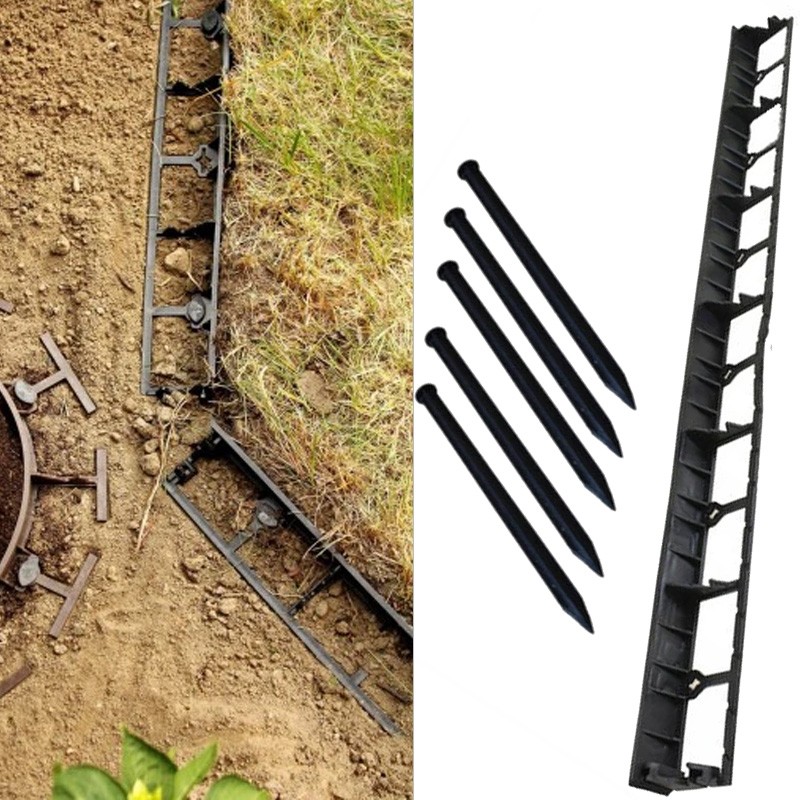 Pin din plastic pentru fixare separator gazon, 20 cm, negru (1 buc)