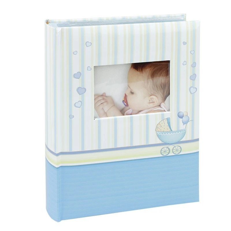 Album foto bebelusi personalizabil albastru, 100 poze 10x15 cm, cu spatiu pentru notite