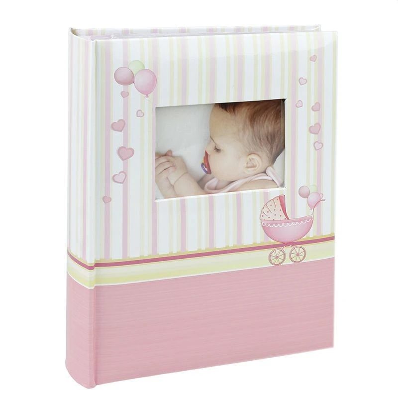 Album foto bebe roz, 100 poze 10x15 cm, copertă personalizabilă și spațiu de notițe