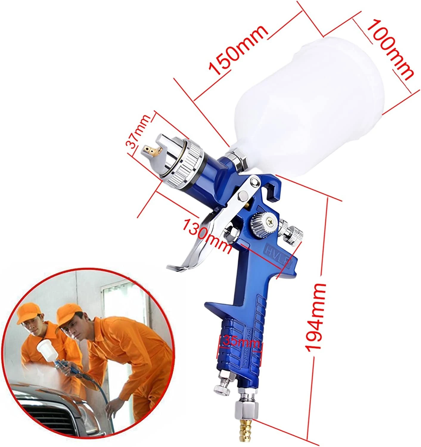 Pistol de vopsit HVLP cu aer comprimat Procart, 600 ml, duză 1.4 mm