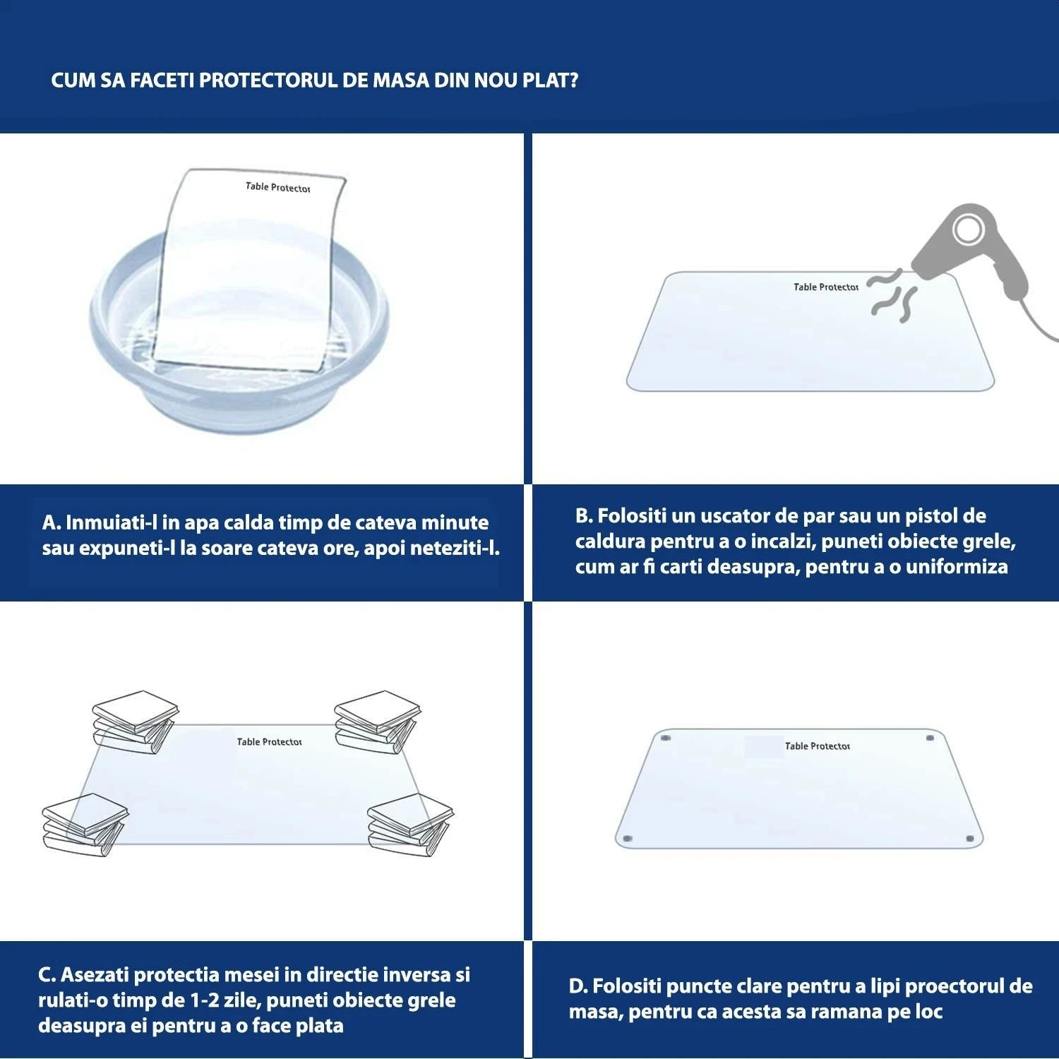 Protecție PVC transparentă pentru birou și mobilier, 1,5 mm, 120x90 cm