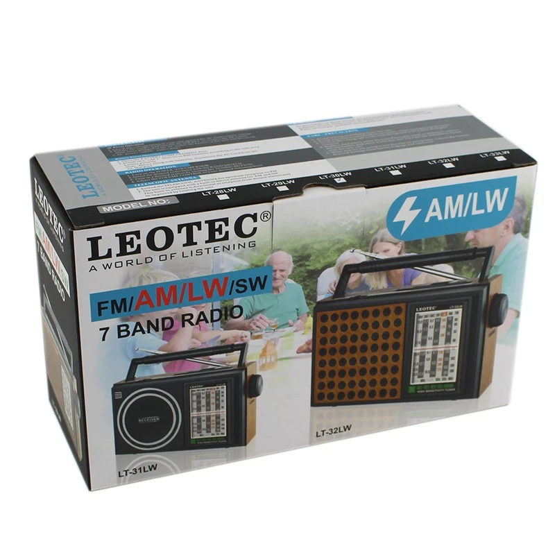 Radio portabil retro Leotec LT-30LW cu 7 benzi, FM/AM/SW/LW, priza sau baterii
