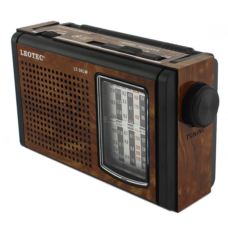 Radio portabil retro Leotec LT-30LW cu 7 benzi, FM/AM/SW/LW, priza sau baterii