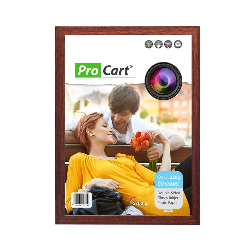 Ramă foto A4 din lemn maro, stil vintage, pentru perete sau birou