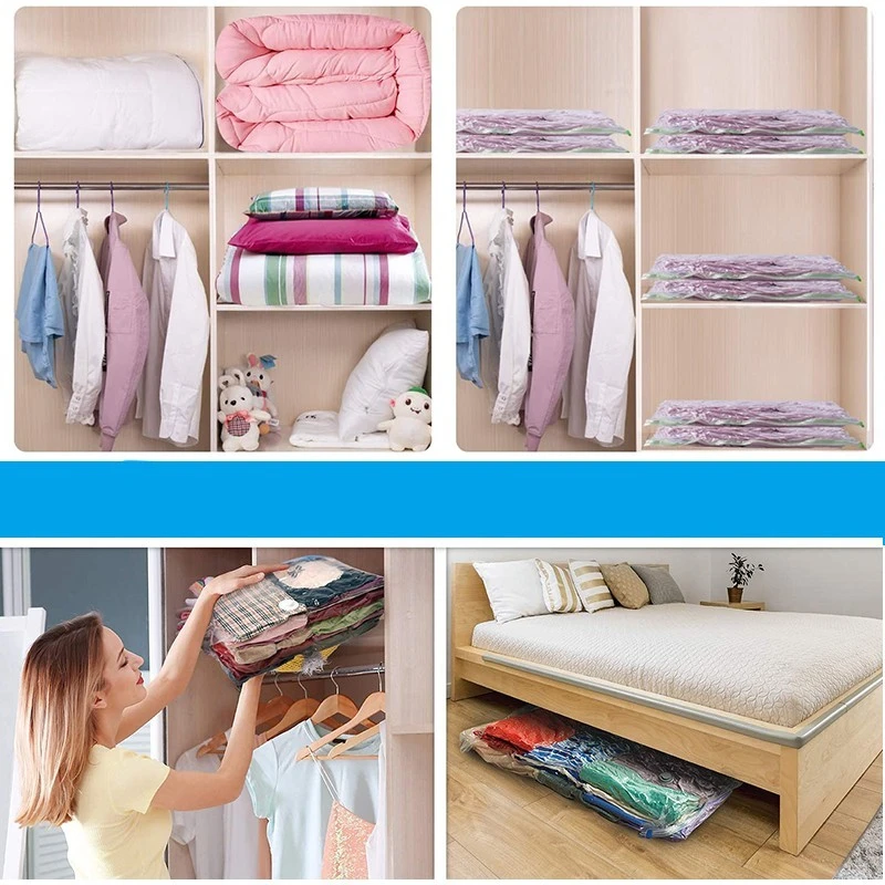 Sac de vidat transparent reutilizabil 80x110 cm, cu glisor, pentru haine si paturi