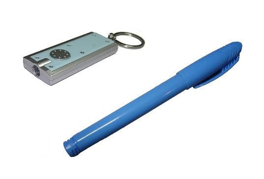 Set marker permanent invizibil UV cu breloc lampă LED 380 nm, security