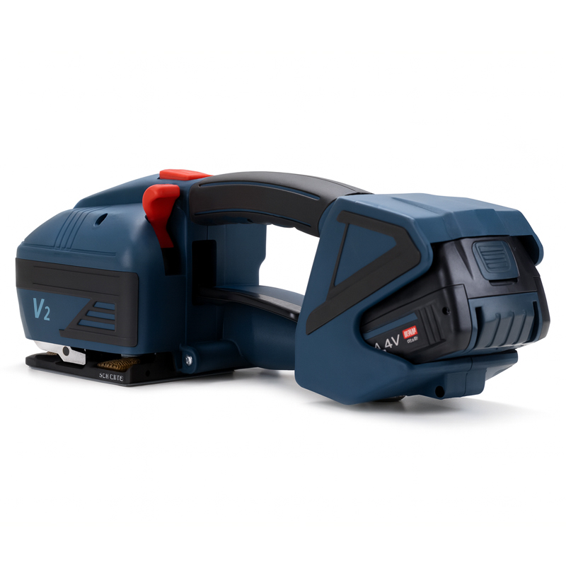 Aparat electric portabil pentru legat bandă PP/PET 12–16,5 mm, cu acumulator
