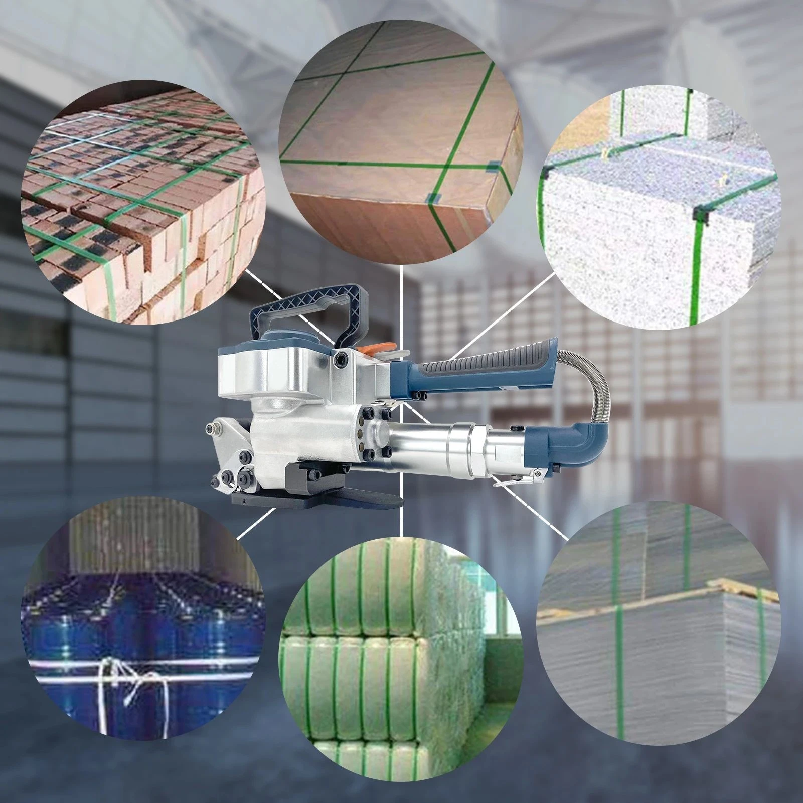 Aparat pneumatic 3 în 1 pentru legat bandă PP/PET 12–16,5 mm, 3500N