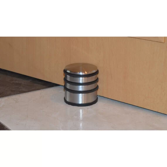 Opritor de ușă din inox 7x7 cm, greu, cu bază antiderapantă din cauciuc