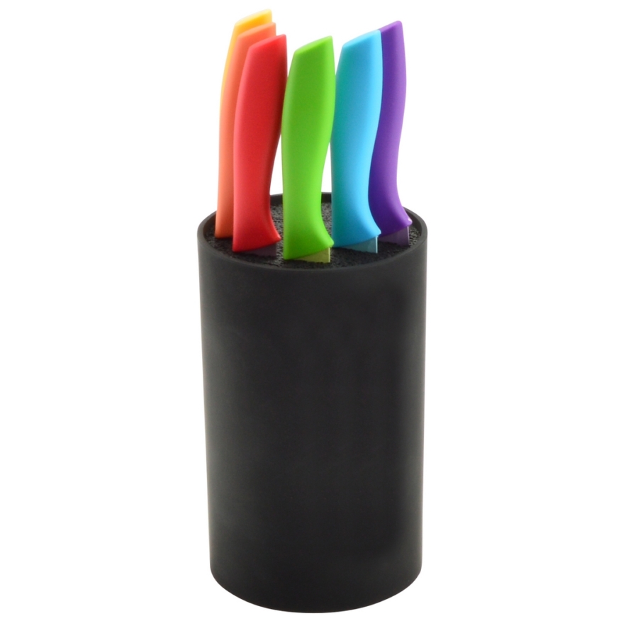 Suport universal pentru cuțite cu peri detașabili, negru, 11x18 cm