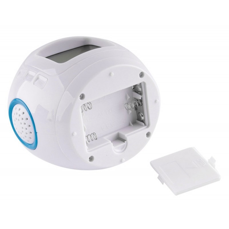 Ceas deșteptător LED cu proiector de stele, calendar și termometru, alb