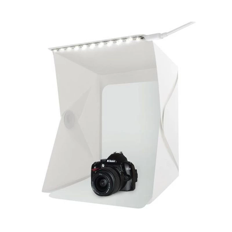 Mini cub foto pliabil pentru fotografii de produs, 20 LED SMD, 22x23x25 cm, USB 5V