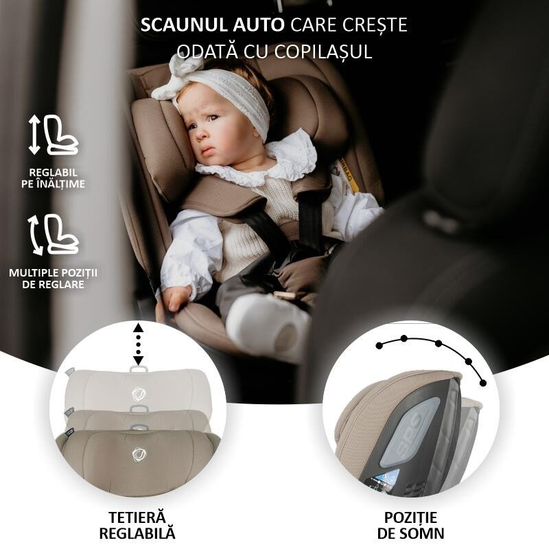 Scaun auto rotativ iSize Coccolle Velsa Taupe brown FitLine Training