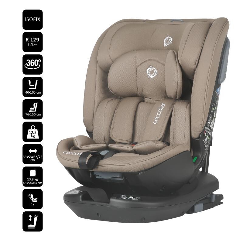 Scaun auto rotativ iSize Coccolle Velsa Taupe brown FitLine Training