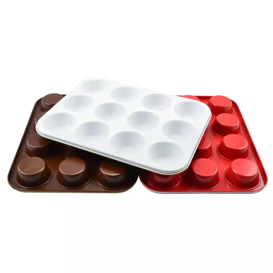 Tavă pentru brioșe 12 forme, aluminiu cu strat ceramic antiaderent Perfect Home