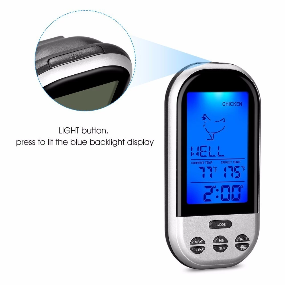 Termometru digital cu sonda wireless pentru carne, citire rapida, ecran LCD