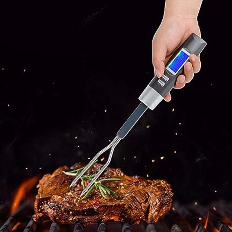Termometru digital pentru carne cu sonda tip furculita, 6 tipuri carne, LED