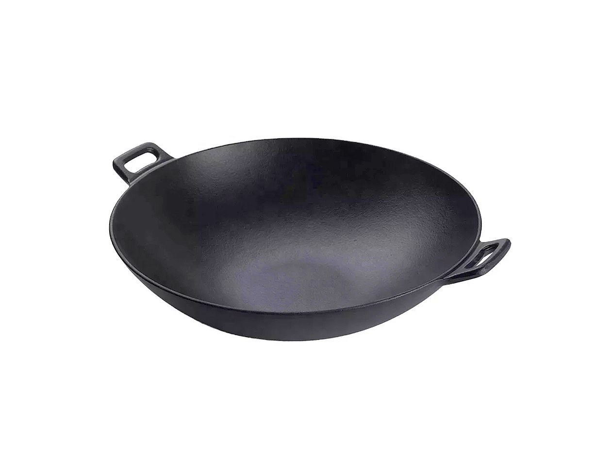 Wok din fontă 50 cm, extra mare, cu mânere – Perfect Home
