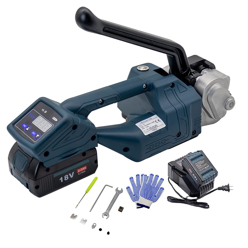 Aparat semi-automat de legat bandă PET/PP 12–16,5 mm, cu acumulator 2000 mAh