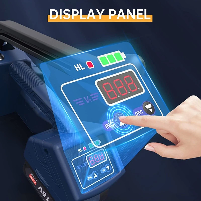 Aparat semi-automat de legat bandă PET/PP 12–16,5 mm, cu acumulator 2000 mAh