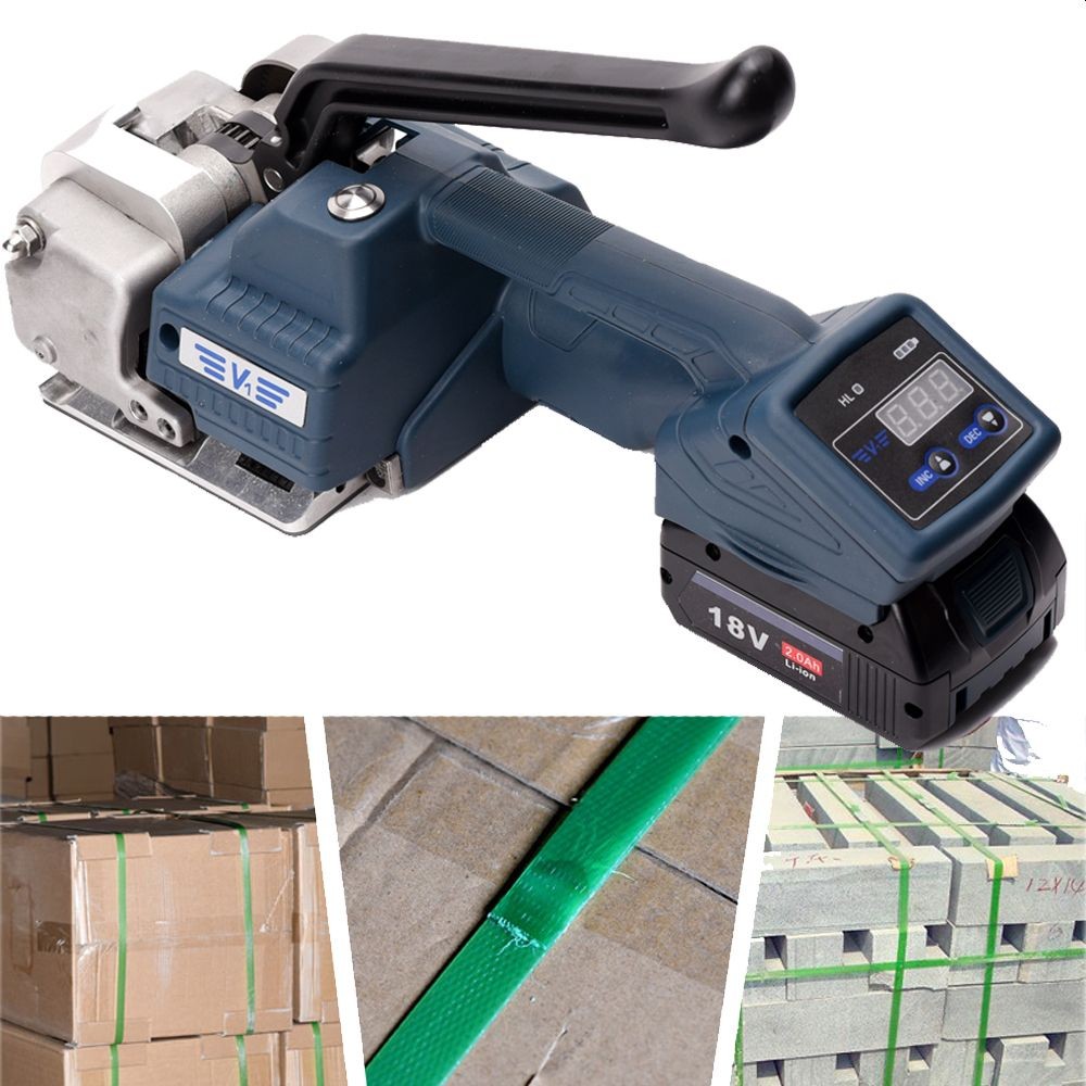 Aparat semi-automat de legat bandă PET/PP 12–16,5 mm, cu acumulator 2000 mAh