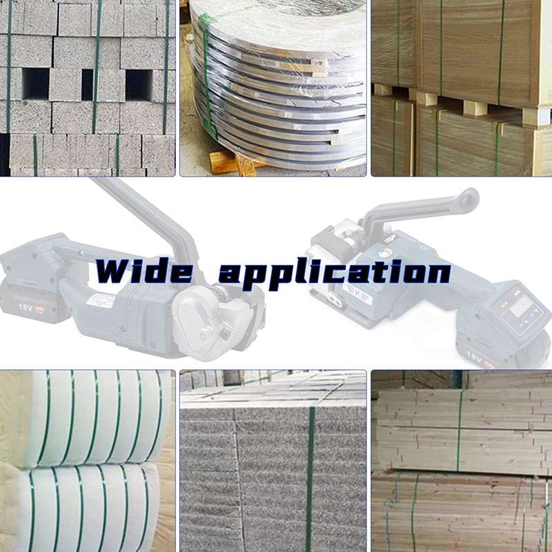 Aparat semi-automat de legat bandă PET/PP 12–16,5 mm, cu acumulator 2000 mAh