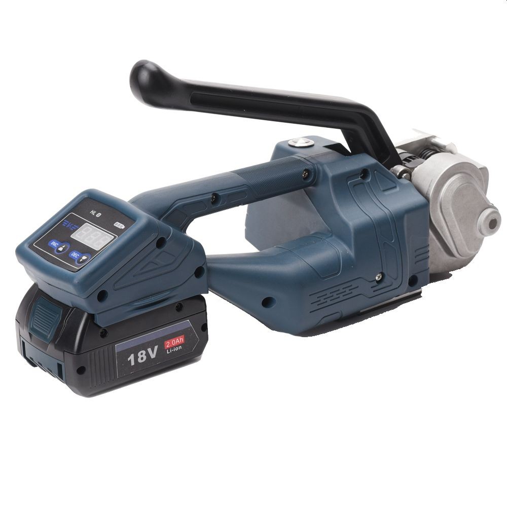 Aparat semi-automat de legat bandă PET/PP 12–16,5 mm, cu acumulator 2000 mAh