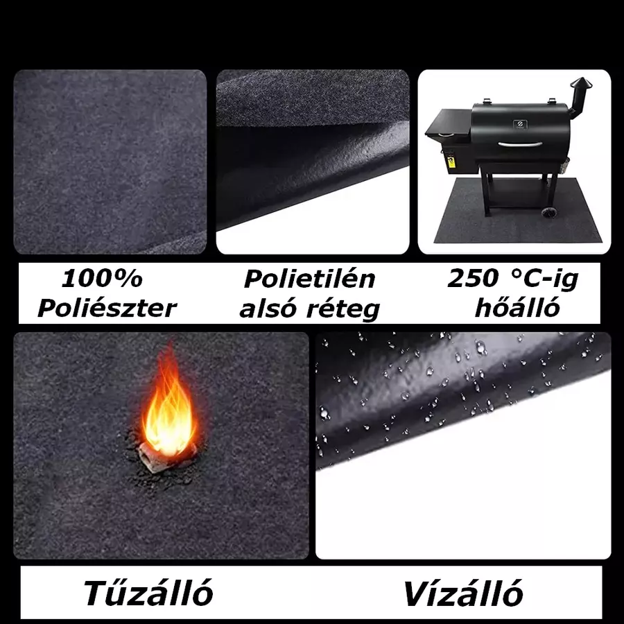 Covoraș ignifug pentru grătar 122 x 76 cm, protecție podea până la 250°C