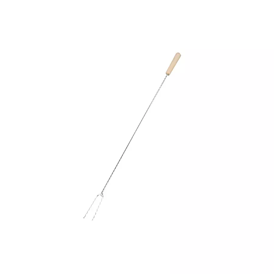 Frigare rasucita pentru gratar cu furca, 70 cm, maner lemn, otel galvanizat