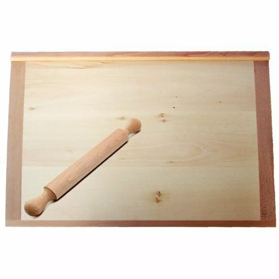 Placă de frământat și întins aluat din lemn de plop 70x50 cm, cu bordură
