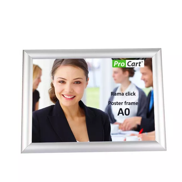 Ramă click din aluminiu A0 pentru postere, cu colțuri drepte, montaj pe perete
