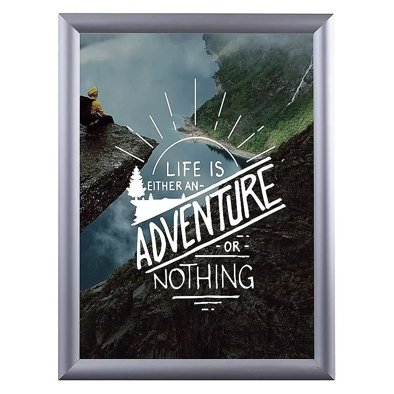 Ramă click A1 din aluminiu, argintie, pentru postere și afișe, montaj pe perete