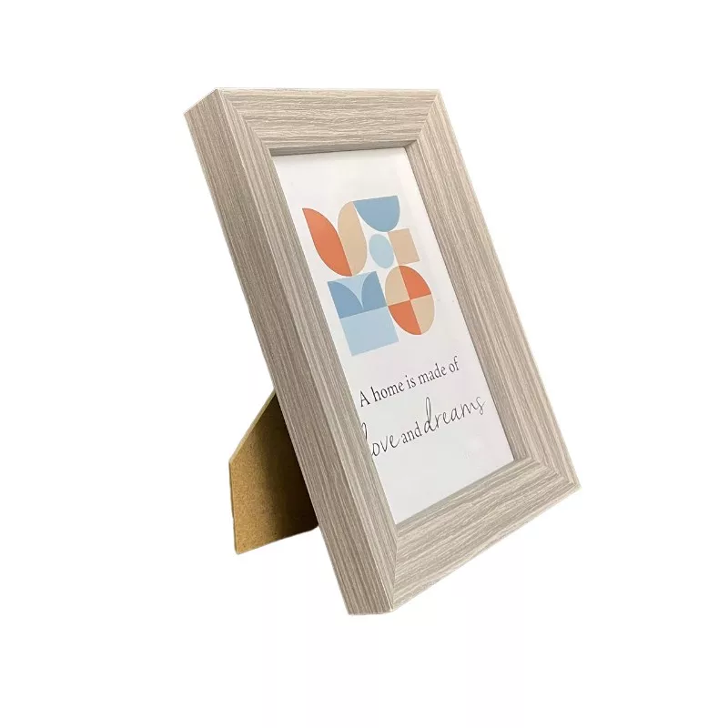 Ramă foto Freya 10x15 cm din lemn gri, pentru birou sau perete, stil simplu