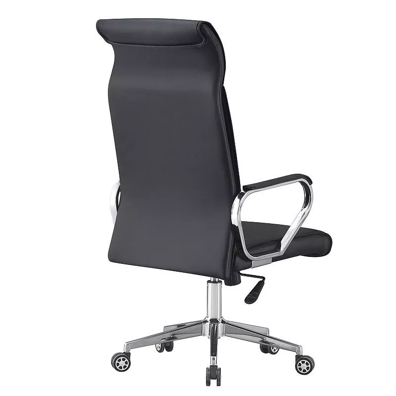 Scaun ergonomic de birou negru din piele ecologica, reglabil, baza otel cromat