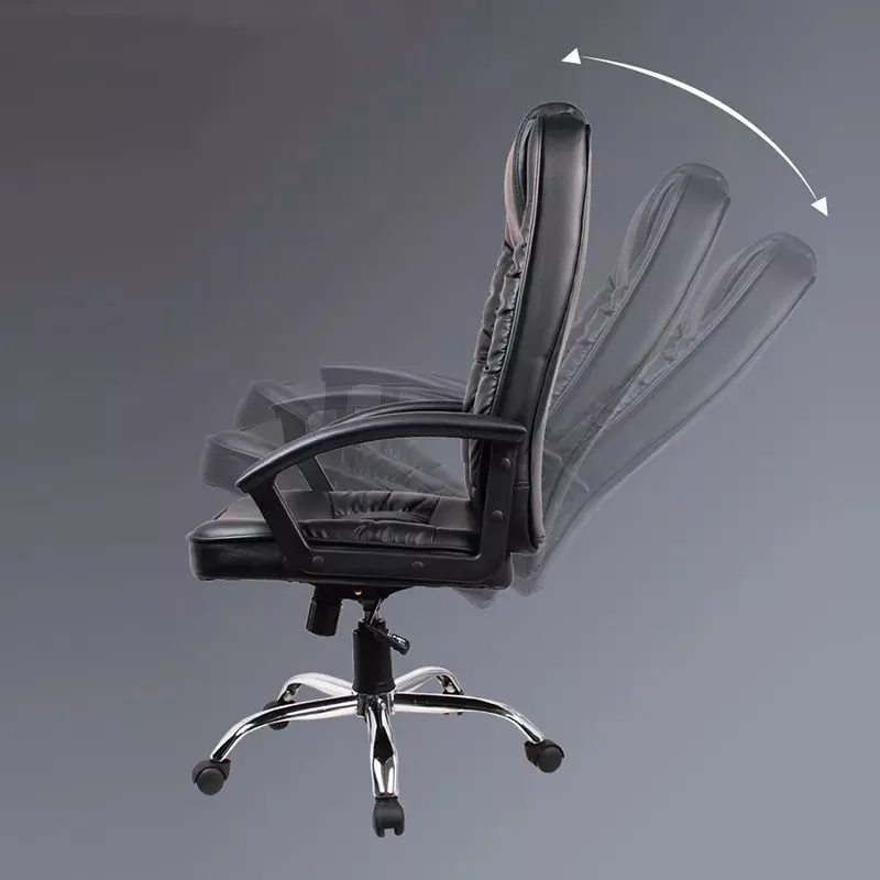 Scaun ergonomic directorial negru din piele ecologică, rotativ 360°, 150 kg