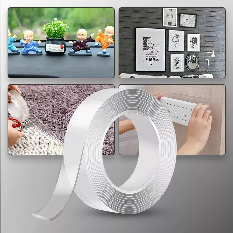 Bandă dublu adezivă Nano Tape transparentă, reutilizabilă, 30 mm x 3 m, 1 mm