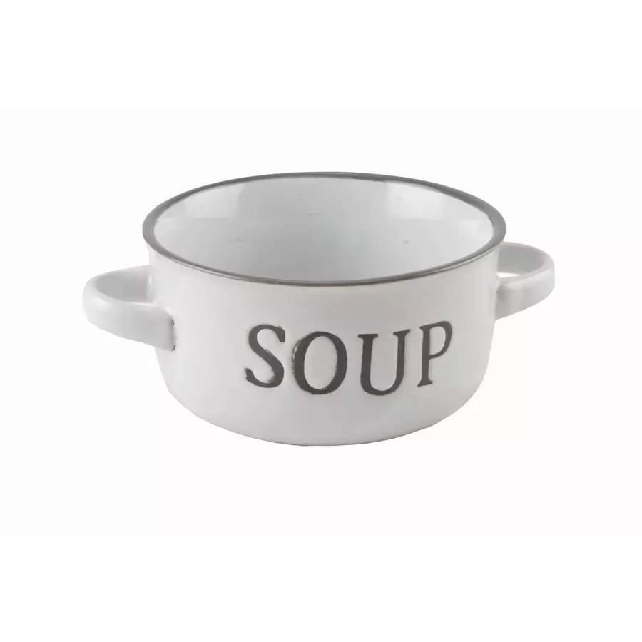 Bol de supă din ceramică 530 ml cu mânere, Perfect Home, model Soup