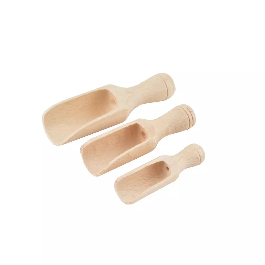 Set 3 linguri pentru dozarea condimentelor din lemn natural, 6,7–10 cm