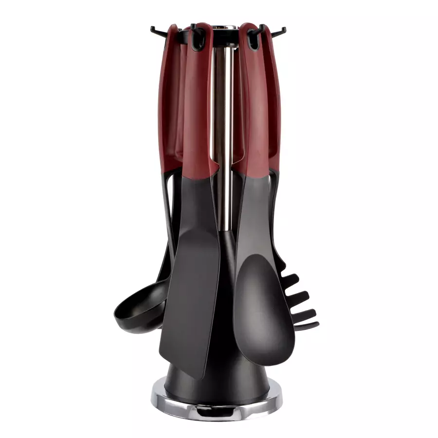 Set ustensile de bucătărie din silicon, 7 piese cu suport, Perfect Home