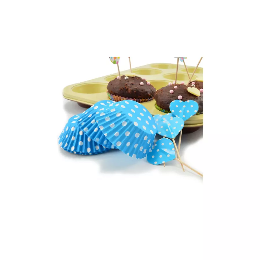 Set decorativ pentru brioșe cu forme din hârtie și toppere cu stegulețe